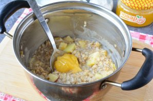 Овсяная каша с медом и яблоками