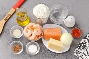 Пицца с сёмгой и креветками