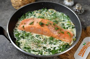 Семга со шпинатом в сливочном соусе