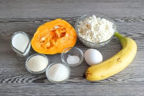 Творожная запеканка с бананом и тыквой