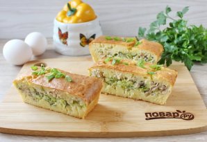 Заливной пирог с курицей и кабачком