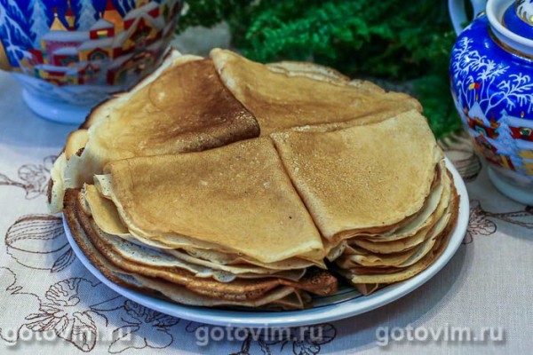 Тонкие блины на кислом молоке Тонкие блины на кислом молоке