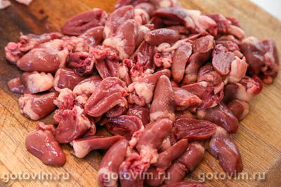 Куриные сердечки, жаренные с соусом на квасе Куриные сердечки, жаренные с соусом на квасе