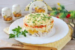 Салат с апельсинами, курицей и корейской морковью