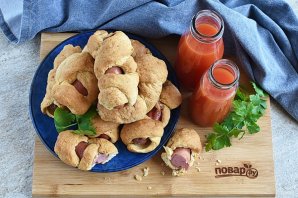 Сосиски в тесте без дрожжей