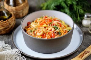 Фунчоза с креветками и овощами Фунчоза с креветками и овощами