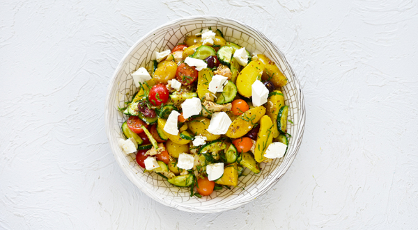 Греческий салат из молодого картофеля с курицей, пошаговый рецепт с фото Греческий салат из молодого картофеля с курицей, пошаговый рецепт с фото