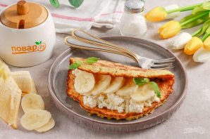 Овсяноблин с бананом и творогом