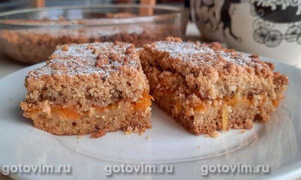 Насыпной пирог с тыквой и орехами