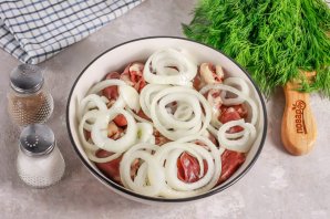 Шашлык из сердечек индейки на мангале