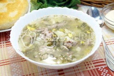 Зеленый борщ с щавелем и ревенем Зеленый борщ с щавелем и ревенем