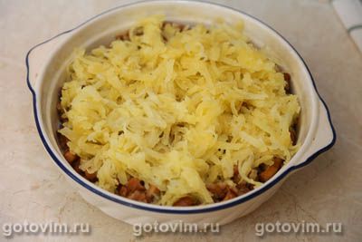 Картофельная запеканка с лисичками и беконом