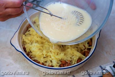 Картофельная запеканка с лисичками и беконом