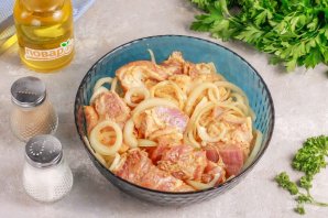 Шашлык из свинины с луком и водкой