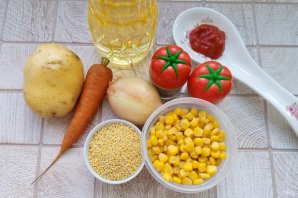 Суп "Солнечный" с пшенкой и кукурузой Суп "Солнечный" с пшенкой и кукурузой