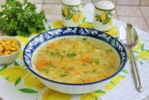 Суп "Солнечный" с пшенкой и кукурузой