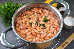 Вареные креветки к пиву