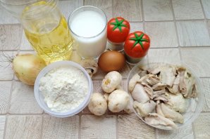 Блинные мешочки с курицей, грибами и сыром Блинные мешочки с курицей, грибами и сыром