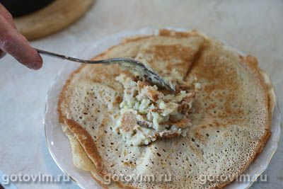 Блины с жареными лисичками и картофельным пюре Блины с жареными лисичками и картофельным пюре