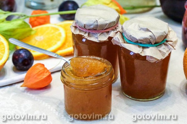 Джем из желтой сливы с апельсинами на агар-агаре Джем из желтой сливы с апельсинами на агар-агаре