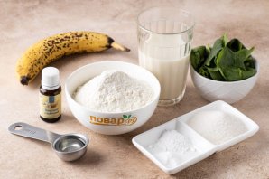 Панкейки со шпинатом и бананом