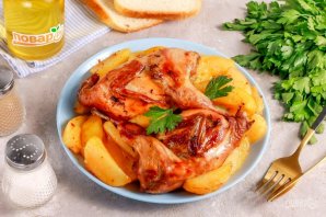 Запечённые перепела в медово-горчичном маринаде с чесноком