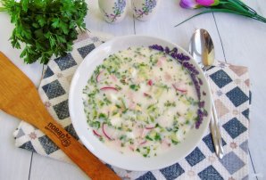 Легкая окрошка с редиской на кефире