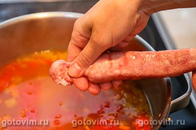 Ленивый суп с картофелем и купатами