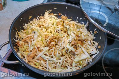 Тушеная капуста с мясом и солеными огурцами Тушеная капуста с мясом и солеными огурцами