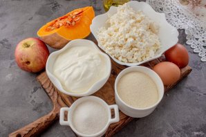 Творожная запеканка с тыквой и яблоками Творожная запеканка с тыквой и яблоками