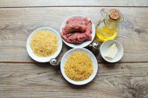 Булгур с мясным фаршем и вермишелью