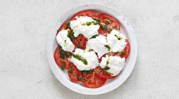 Помидоры, страчателла и зеленое масло, пошаговый рецепт с фото Помидоры, страчателла и зеленое масло, пошаговый рецепт с фото