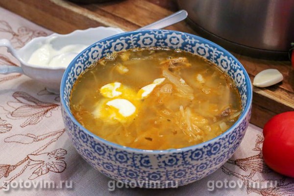 Щи из кислой капусты (без картошки, но с мукой) Щи из кислой капусты (без картошки, но с мукой)