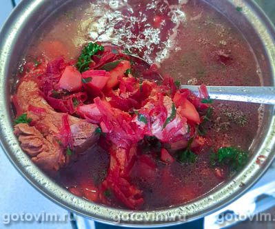 Свекольник на свиных ребрышках со свекольной ботвой Свекольник на свиных ребрышках со свекольной ботвой