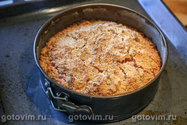 Итальянский песочный пирог с персиками и творогом Сбричолата (Sbriciolata)