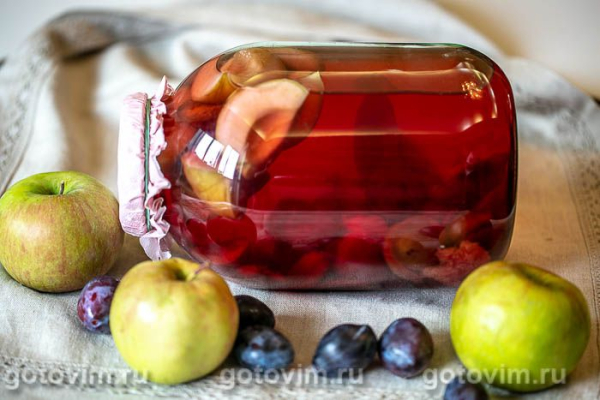 Компот из слив и яблок на зиму