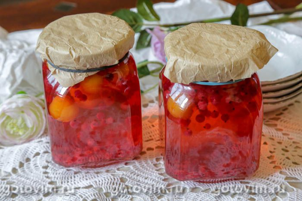 Компот из желтой алычи и красной смородины на зиму