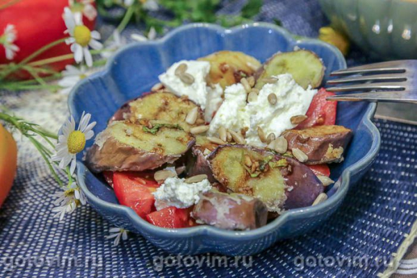 Салат с хрустящими баклажанами