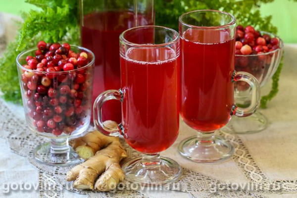 Морс из клюквы с имбирем