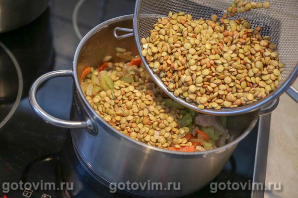 Рагу с мясом и чечевицей