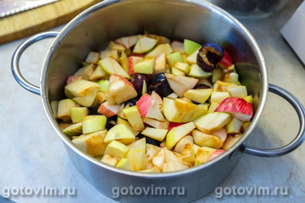 Варенья из сливы с яблоками и апельсином на агаре